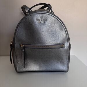 Kate Spade Sammi Backpack Pewter Gray Metallic Pebbled Leather Bag